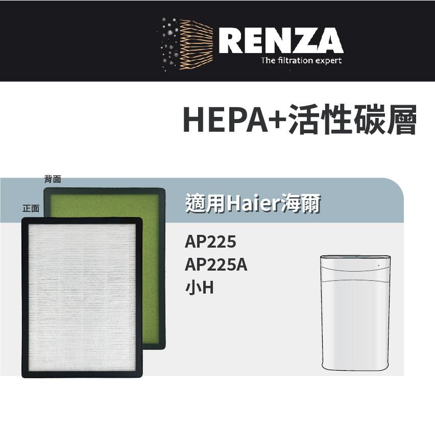 適用Haier海爾 小H AP225 AP225B 空氣清淨機 AP225A AP225F-01 HEPA活性碳濾網