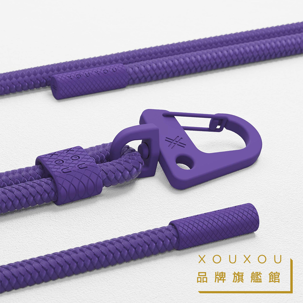 XOUXOU / 6mm登山扣掛繩-深紫色Purple Pattern 可支援相機 掛繩手機殼 手機夾片