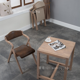曲木現代簡約復古民宿折疊餐椅靠背布藝咖啡餐廳書房休閒椅子簡易L9