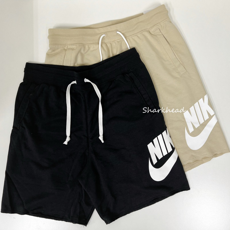 【Sharkhead】現貨 Nike Logo Shorts 短棉褲 短褲 棉褲 黑 大勾 不修邊 AR2376-010