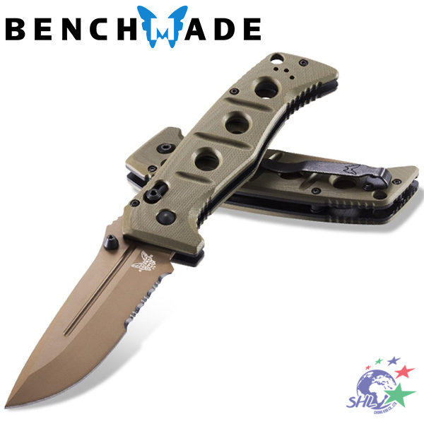 Benchmade Adamas AXIS折刀 / 綠G10柄沙色半齒刃 / 275SFE-2【詮國】