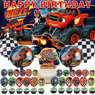 旋風戰車隊 飆速 Blaze And The Monster Machines 生日裝飾 蛋糕裝飾 生日背景布