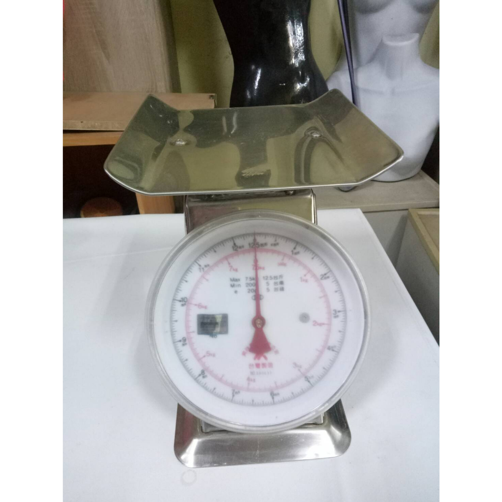 白鐵 指針式時鐘秤 7.5公斤&amp;12.5台斤 不銹鋼彈簧秤 傳統磅秤 指針式時鐘秤 料理秤 台灣製造二手出清自取價900