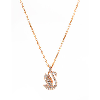 奧地利【SWAROVSKI】新款Iconic Swan天鵝水晶玫瑰金項鍊 5647555【母親節、情人送禮】