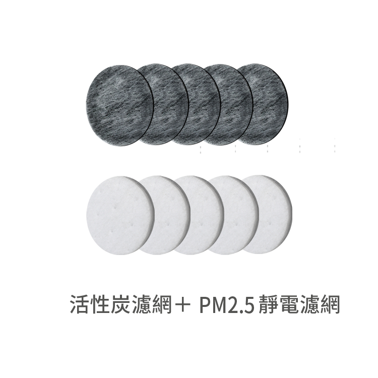 口罩型清淨機專用濾網(15片PM2.5靜電濾網+15片活性碳濾網)