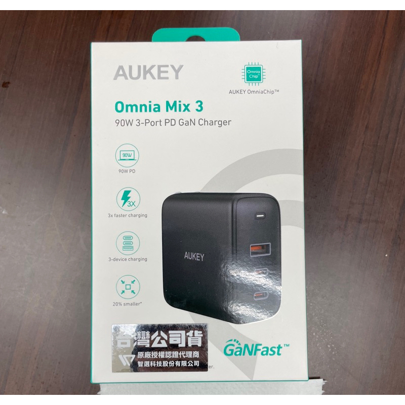 售 AUKEY 90w充電器（全新）PA-B6S (Omnia Mix 3 90W PA B6S PD快充 3孔充電器)