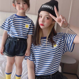 純棉短袖 親子裝夏天 大學t 親子裝短袖 母女裝 母子裝 一家四口親子裝 男童 女童 上衣 條紋上衣 全家福親子裝