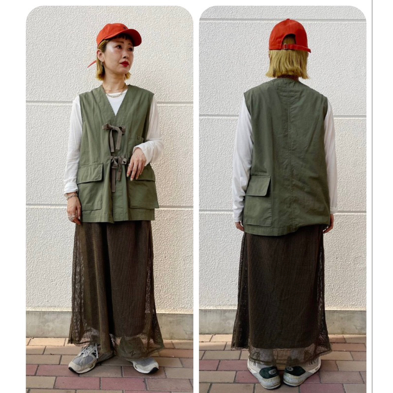 【現貨】日系 niko and... 兩件式網格鏤空長裙 戶外工裝風窄裙 2WAYメッシュスカート