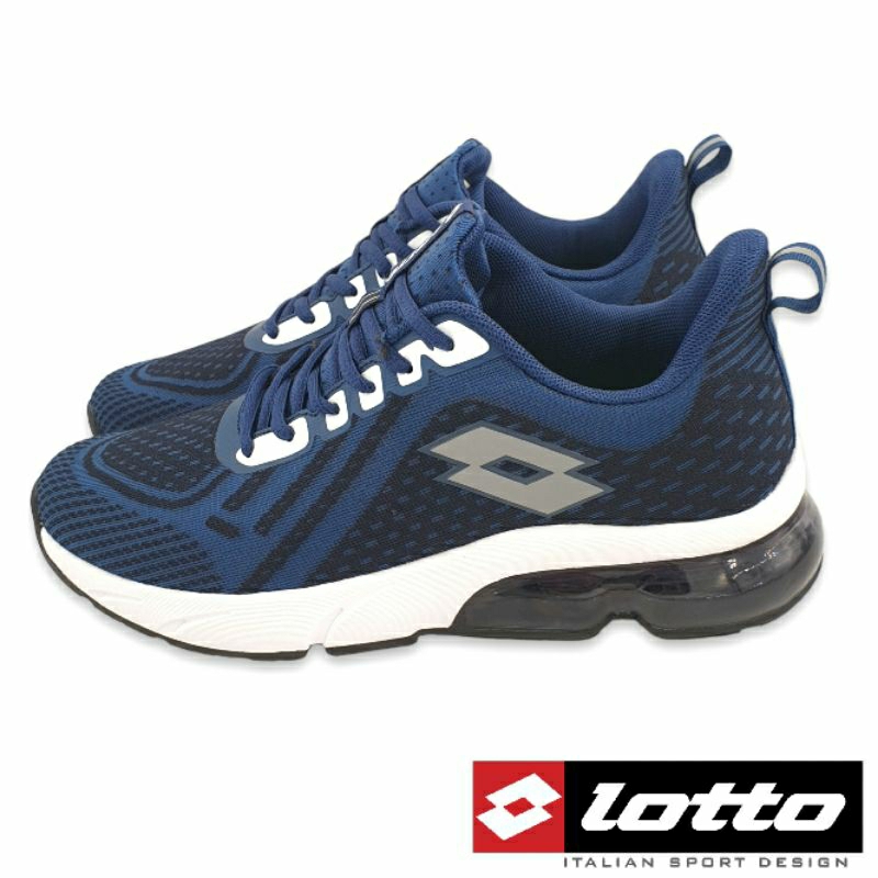 【MEI LAN】義大利 LOTTO (男) Aero Power Ⅲ 透氣 緩震 氣墊 跑鞋 8296 藍白色