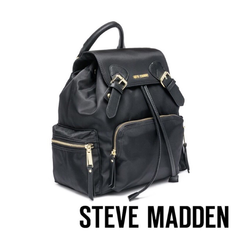 全新STEVE MADDEN 黑金 BSOLLY 時尚有型 大容量後背包(黑金色)