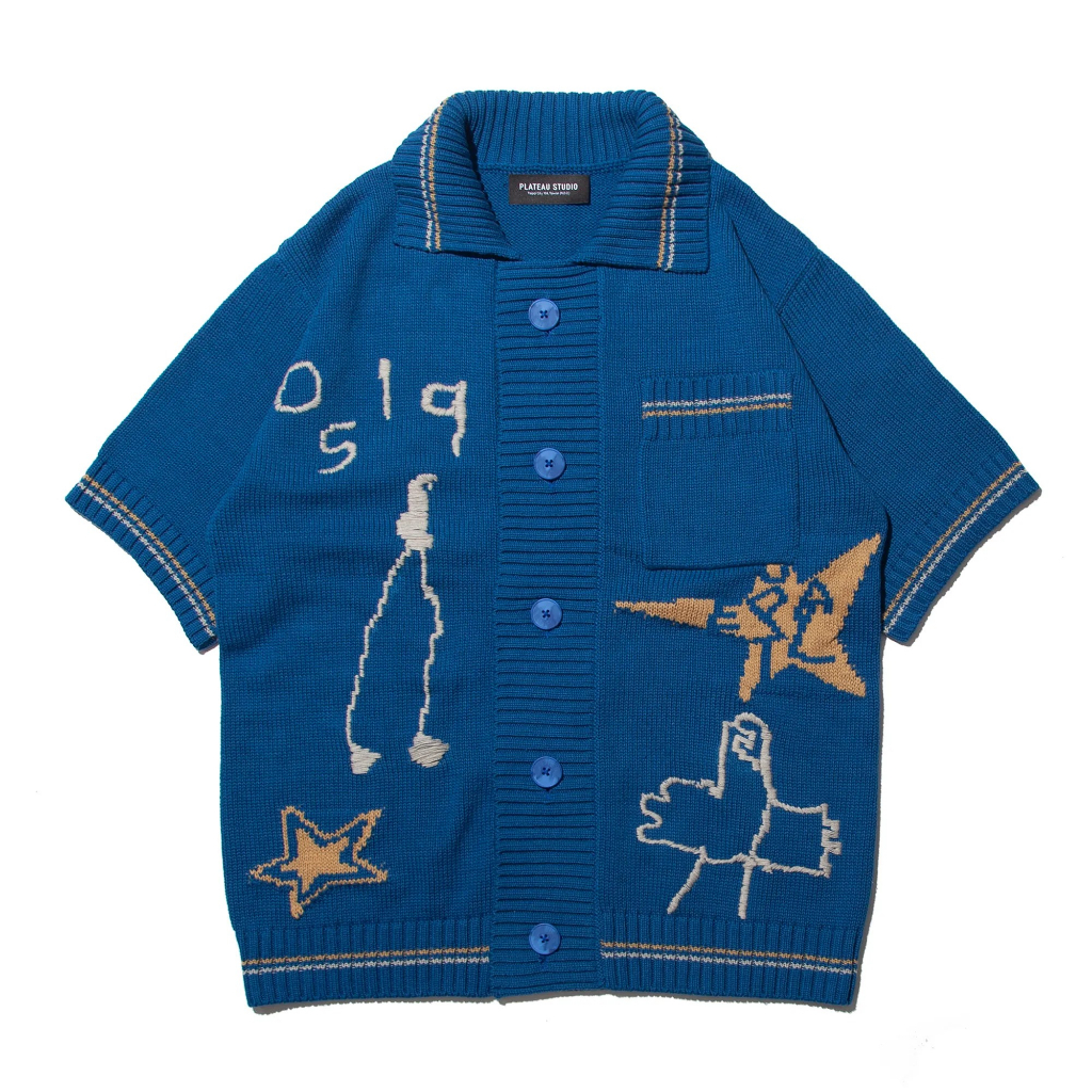 PLATEAU STUDIO "0519 knit shirt" | Blue