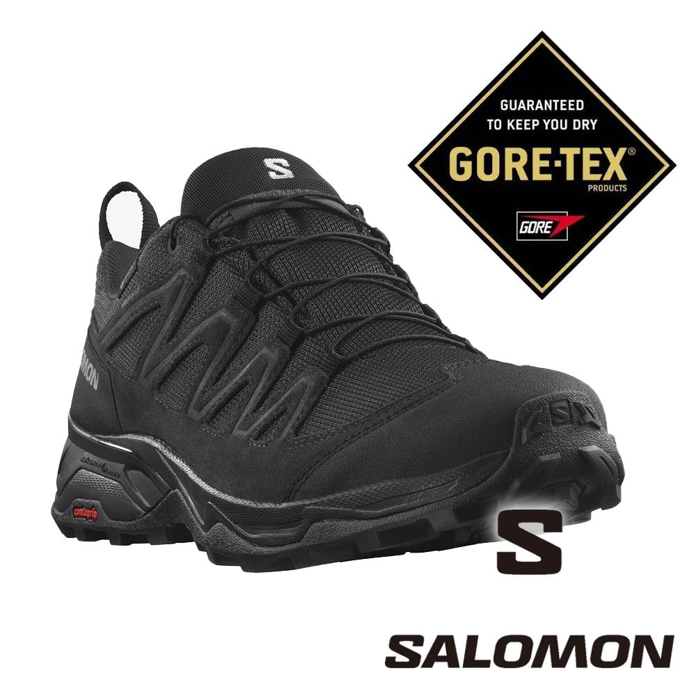 【SALOMON 法國】男X WARD LTR GTX低筒登山鞋『黑/黑/黑』471823 登山鞋 健行鞋 多功能鞋 戶