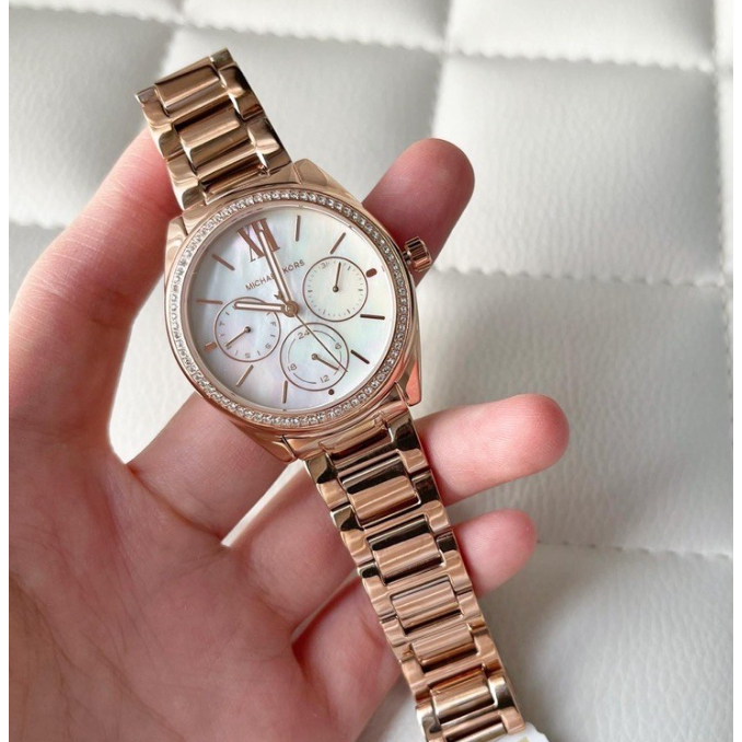 Michael Kors mk7094 mk7095 三眼 金色 玫瑰金 水鑽 貝殼 珍珠 手錶 mk 手錶 mk錶