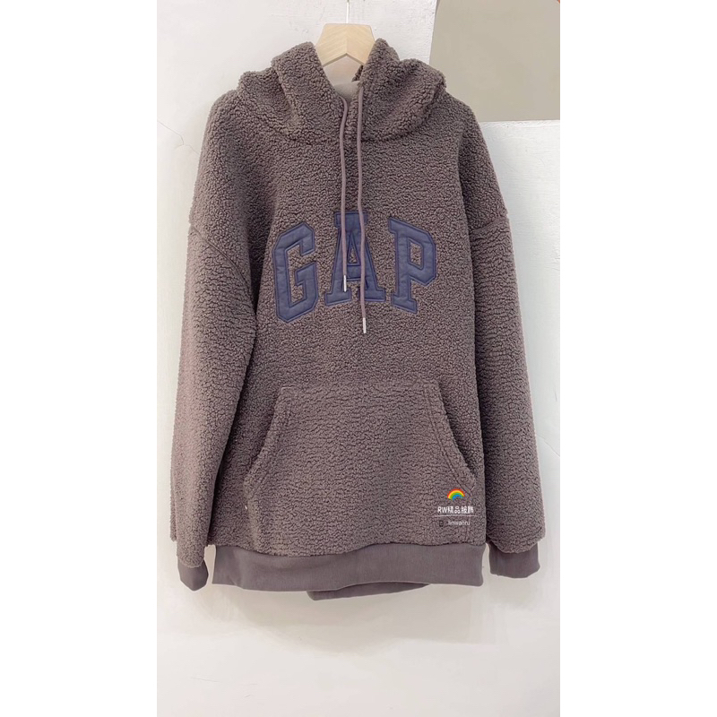 Gap LOGO羊羔绒內裡鋪絨帽T 情侶款