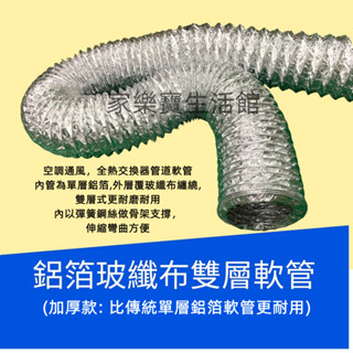 【軟管10米店到店包運區】玻纖鋁箔複合軟管，雙層鋁箔玻纖布，排風管 咖啡烘培機熱風管 耐溫雙層強化加厚鋁箔玻纖通風管