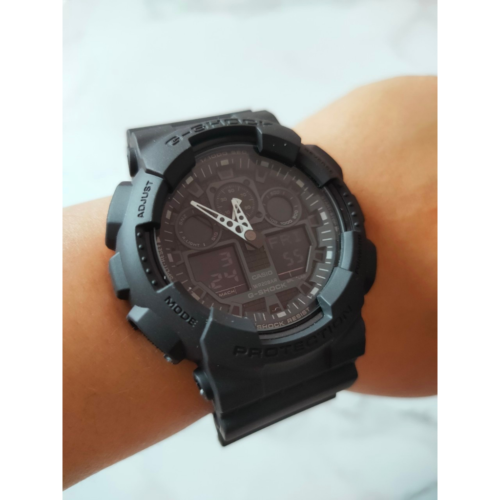 卡西歐G-Shock特大號雙顯電子錶 黑色錶帶手錶GA-100-1A1 耐衝擊構造與防水200米 保固一年 男錶 jam