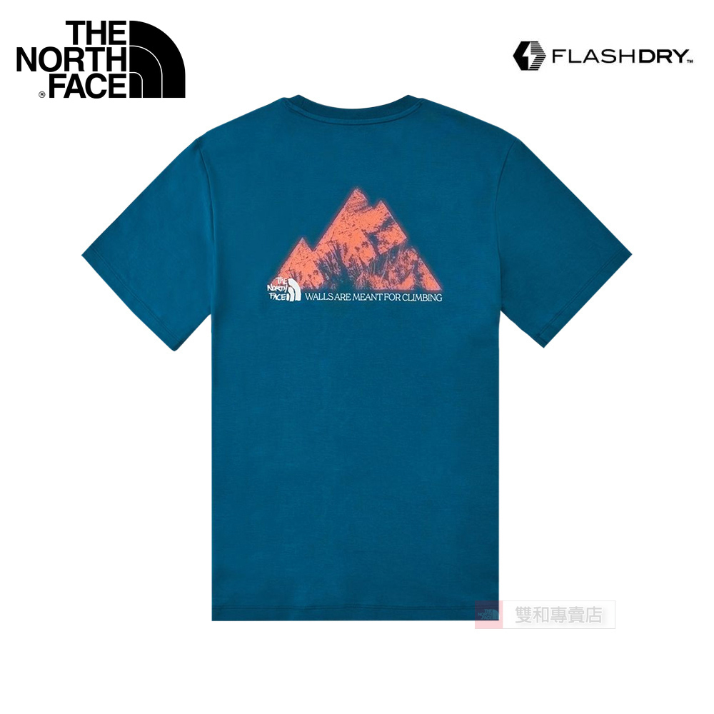 -滿3000免運-[雙和專賣店] The North Face 男 吸濕排汗登山印花短袖T恤/7WF5/珊瑚藍