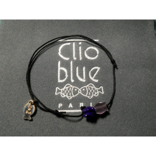 【巴黎妙樣兒】Clio blue 純銀925 雙魚與紫玫瑰 棉繩手鍊