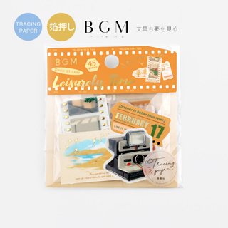 【莫莫日貨】2023 3月新品 日本進口 BGM 休閒時刻系列 半透明描圖紙 貼紙 貼紙包 - 黃 TFN003