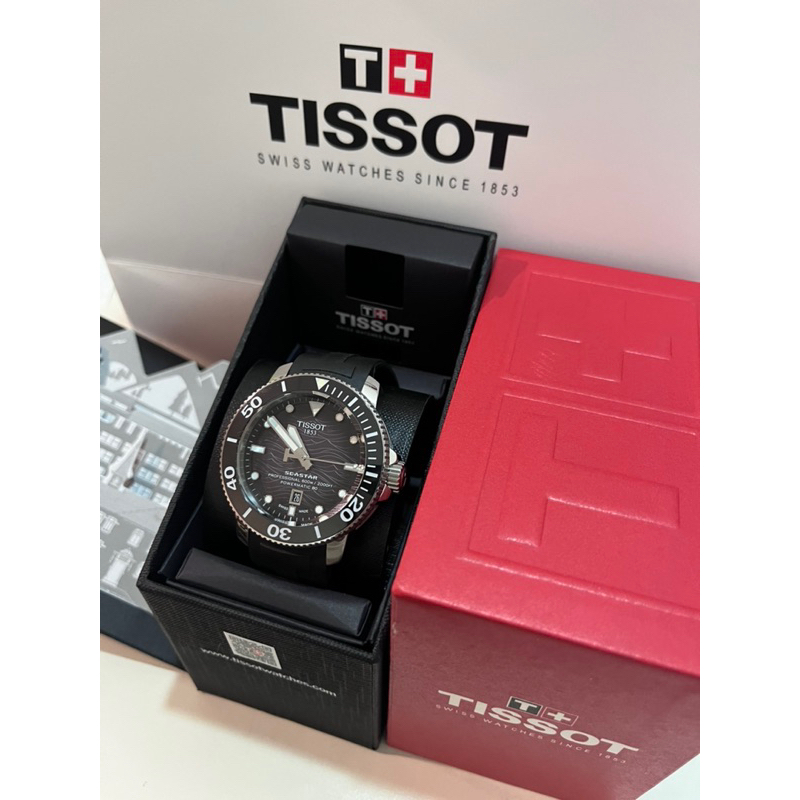 Tissot seastar 2000 黑海浪款 機械錶 矽膠錶帶 ✅