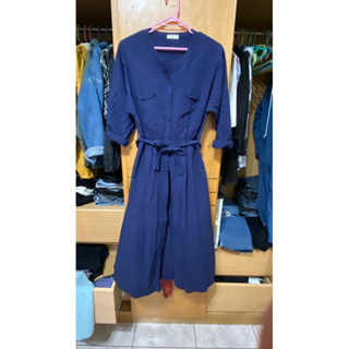 二手 八成新 長洋裝 七分袖 洋裝 寶藍色 蘆洲可以面交 韓國製造