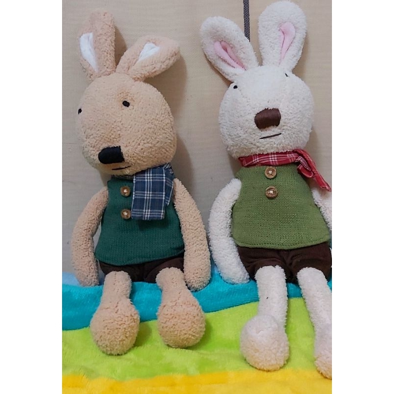 ✴兩隻做促銷 正版 砂糖兔 法國兔 格子圍巾款 兔子玩偶 布偶 玩具