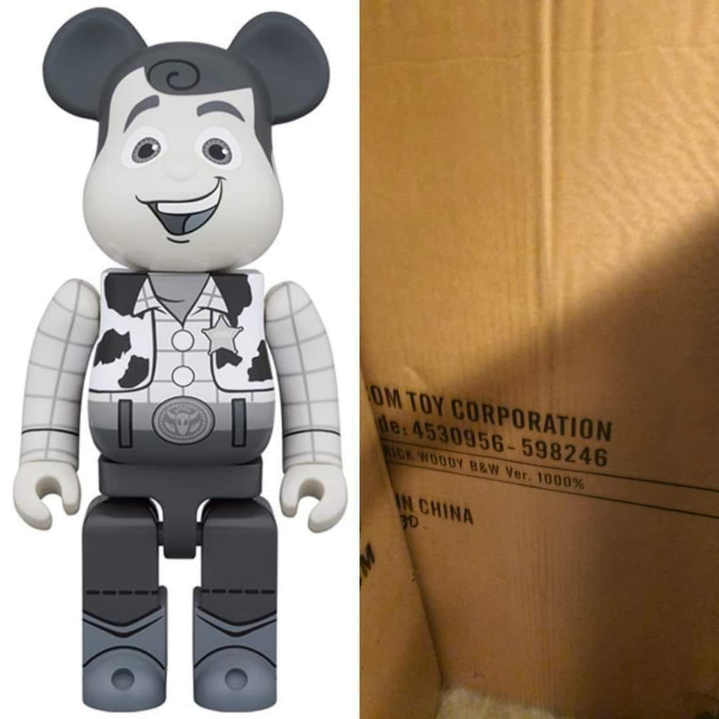 中租銀角零卡分期 全新未拆 BE@RBRICK WOODY B&amp;W Ver. 1000% 黑白胡迪 1000%