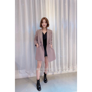 Lynn in jp 中長版排扣西裝外套 灰咖 含運 dobe korea