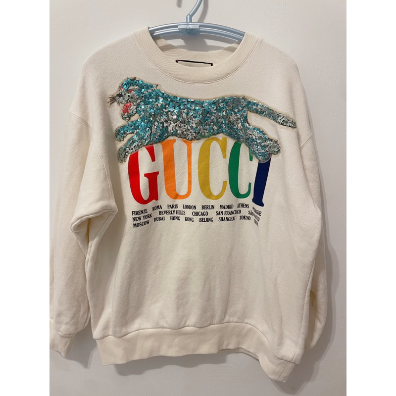 Gucci 老虎亮片造型 彩色大Logo衛衣