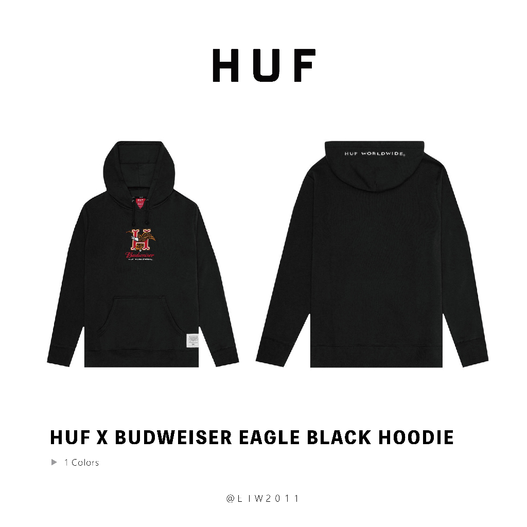 ☆ETW☆【台中店】HUF x Budweiser Eagle Black Hoodie 聯名 百威 老鷹 帽T 現貨