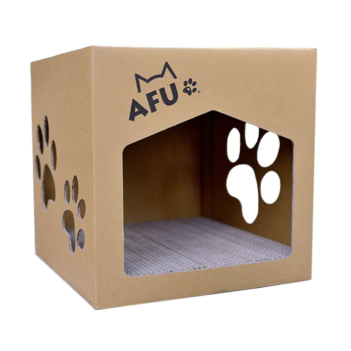 AFU正方款耐抓貓屋 (含4片貓抓板) CP值破表 MIT台灣製造  貓抓箱 貓紙板 貓紙箱