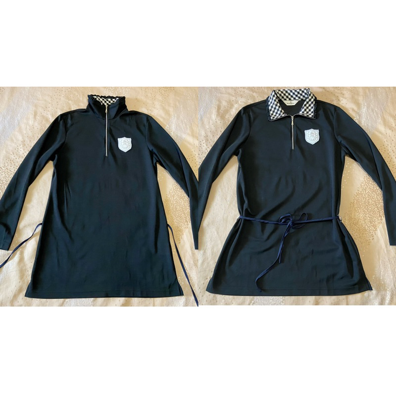 高爾夫服飾 企鵝牌 日本製 女裝 Munsingwear 套頭 繫帶 拉鍊 立領 中長版 長袖POLO衫 休閒長袖上衣
