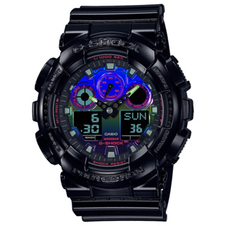 ∣聊聊可議∣CASIO 卡西歐 G-SHOCK AI 探索虛擬彩虹系列雙顯手錶 GA-100RGB-1A