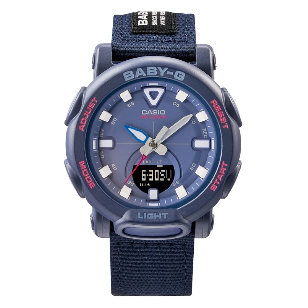 CASIO 卡西歐 BABY-G 大膽時尚 環保布質錶帶 海軍藍 戶外運動錶款 BGA-310C-2A