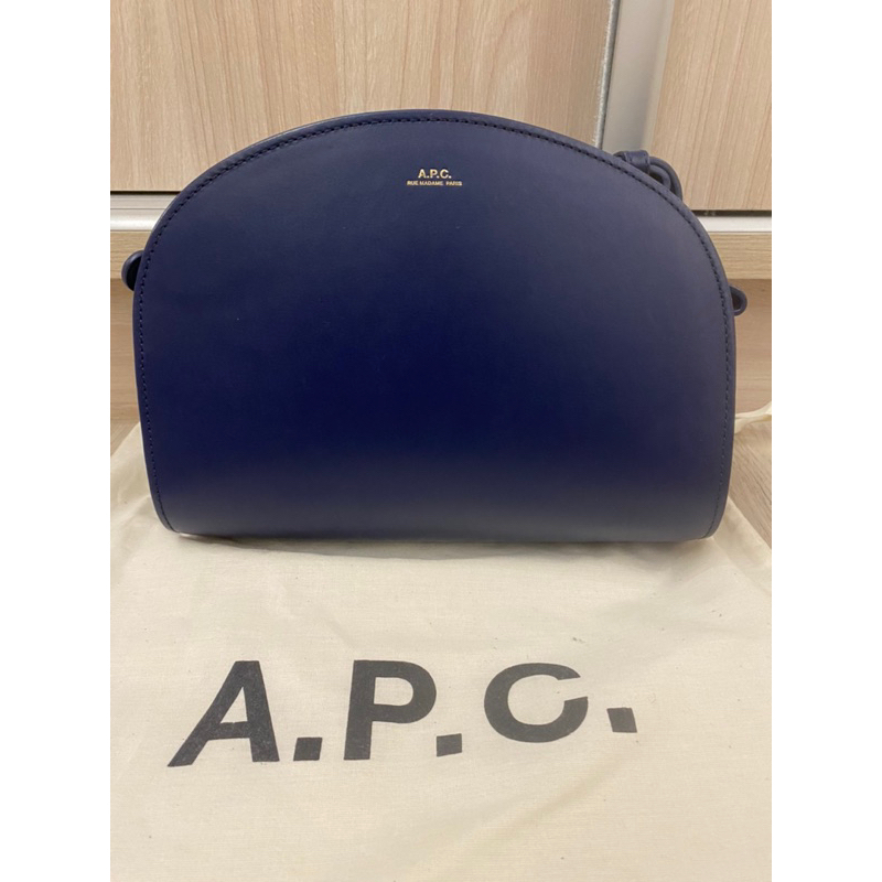 A.P.C half moon bag半月包apc牛皮藍色二手