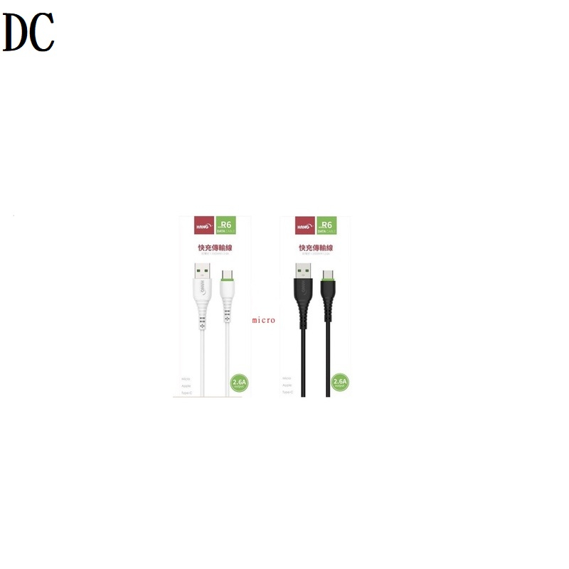 DC【HANG R6】充電傳輸線 2.6 A水管線 1公尺 micro 安卓 type c 充 100cm 電線