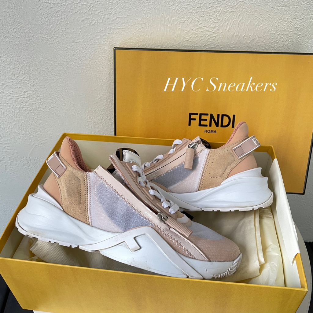 [HYC] FENDI FLOW PINK LEATHER SNEAKERS 經典 粉紅色 透明 運動鞋 EU38