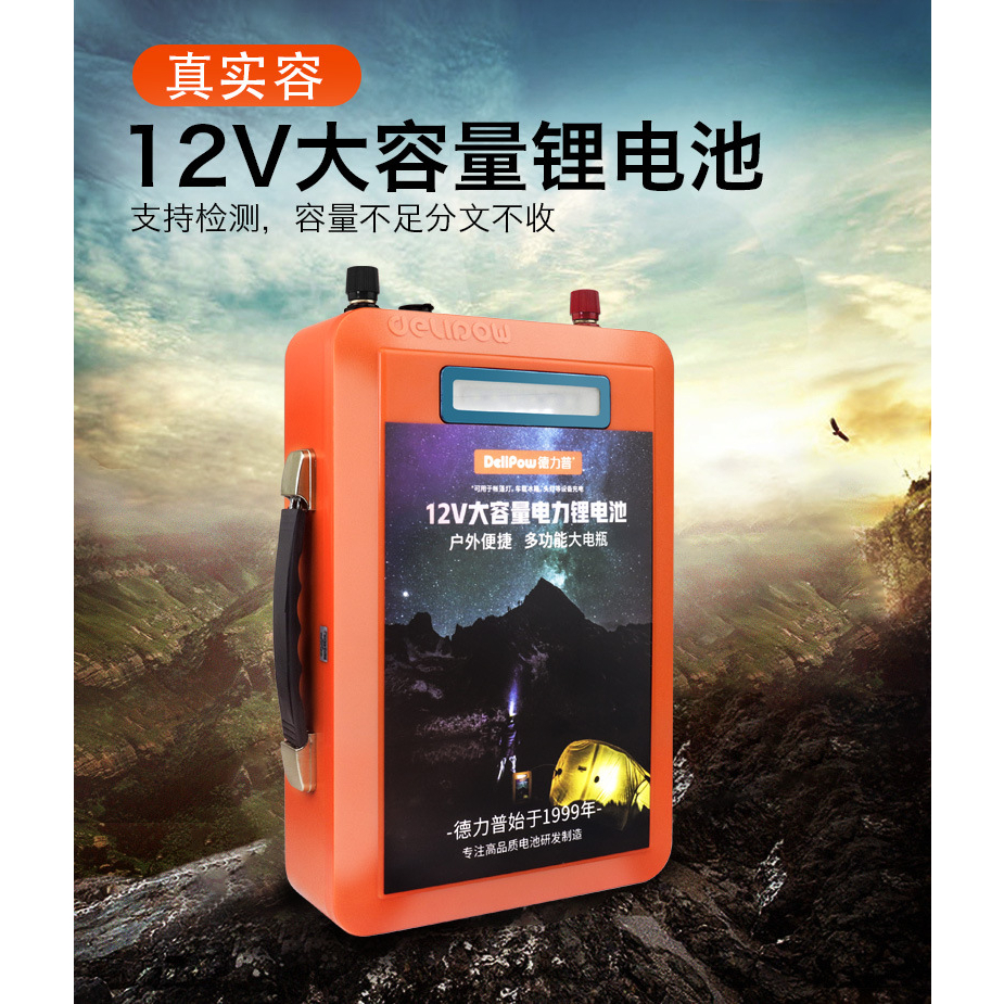 (勁風貿易) 德力普 12V 鋰電池 電瓶 110v充電器 磷酸鐵鋰 大功率12伏 戶外移動電源