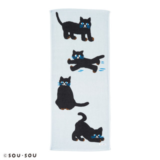 日本製 SOU SOU 紗布長毛巾/今治毛巾-貓咪 80x34cm 丸真＊花小小＊
