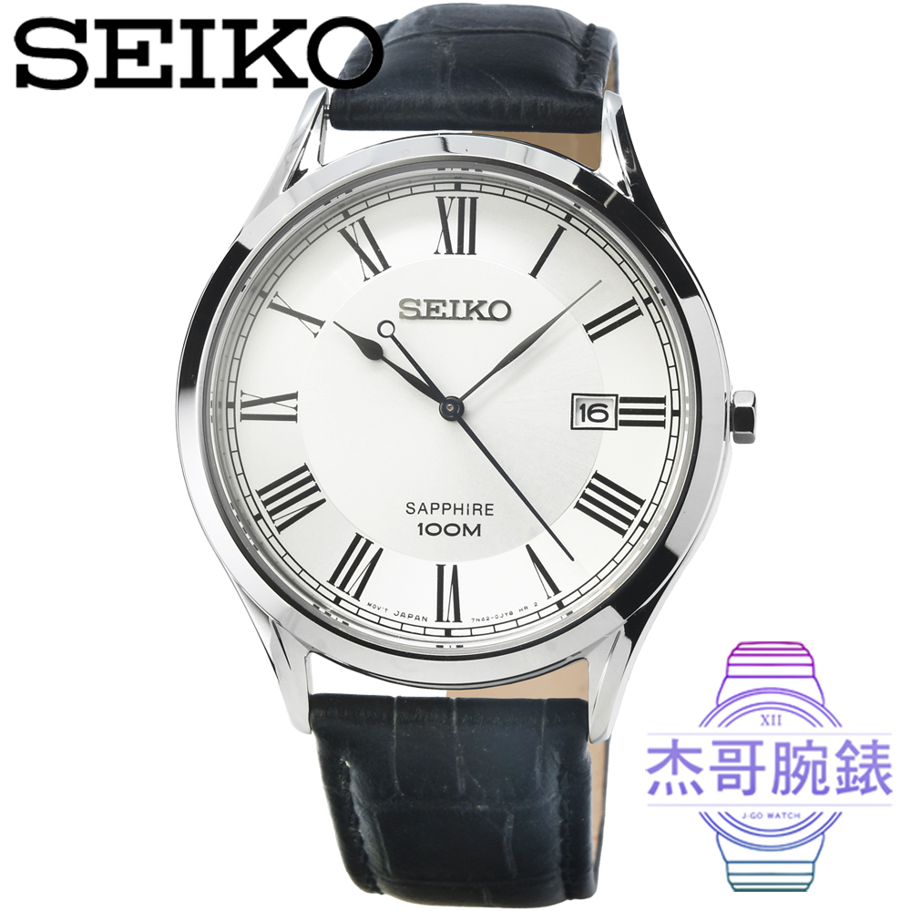 【杰哥腕錶】SEIKO精工藍寶石石英皮帶男錶-白色 / SGEG97P2
