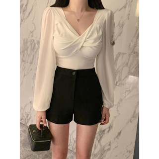 Winni Shop✈️正韓 氣質扭結雪紡袖上衣 長袖上衣 扭結上衣 雪紡上衣 Blouse 韓國代購 東大門 女裝