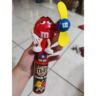 M&M 巧克力 紅色手持電風扇 MM巧克力二手玩具 復古老件老物 M&M's企業周邊玩具 收藏珍藏品