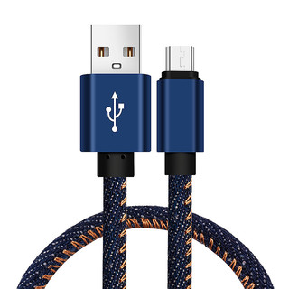 牛仔編織 耐拉線材USB 充電線 Type c Micro usb lightning 傳輸線 快充線 2A 牛仔線