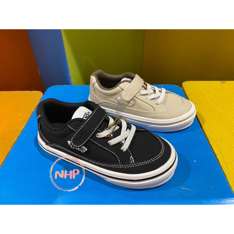 Vans Finn 日線 兒童 童鞋 帆布 魔鬼氈 V3938K 輕量 米白 黑色 休閒 復古 運動