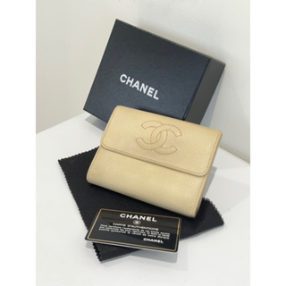 Chanel vintage 米色魚子醬短夾