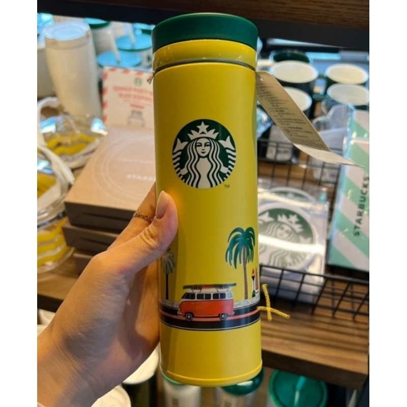 現貨 韓國星巴克限定 盛夏棕櫚樹 黃色 保溫瓶 不鏽鋼