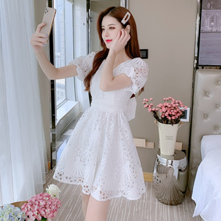🎀Hanagirl 🇰🇷正韓🧡輕奢鏤空蕾絲洋裝 伴娘服 小禮服 婚禮洋裝 E050