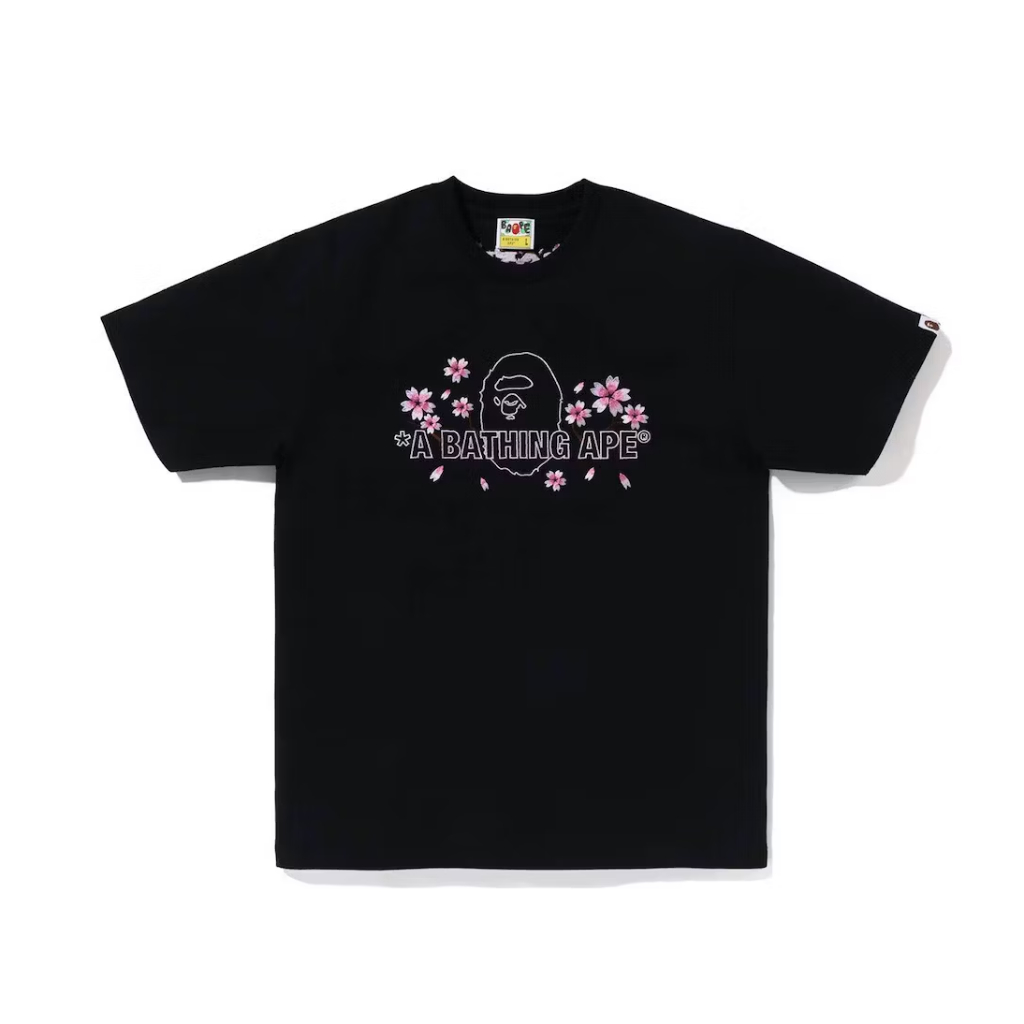 【𝗜𝗡𝗦𝗜𝗚𝗛𝗧_𝟵𝟰】Bape Sakura 刺繡櫻花Tee 黑色短袖 XL號