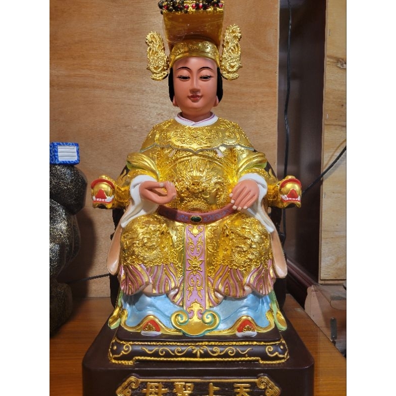 【修緣佛像文物館】1尺3天上聖母 媽祖 江西小葉樟 神像 佛像 神明 宴王 佛具 神桌 佛桌 神明櫥 佛櫥