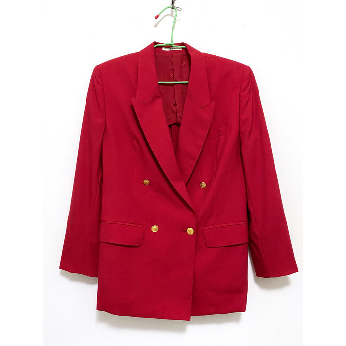DAKS 日本 專櫃 紅色 金釦 薄羊毛 西裝 外套